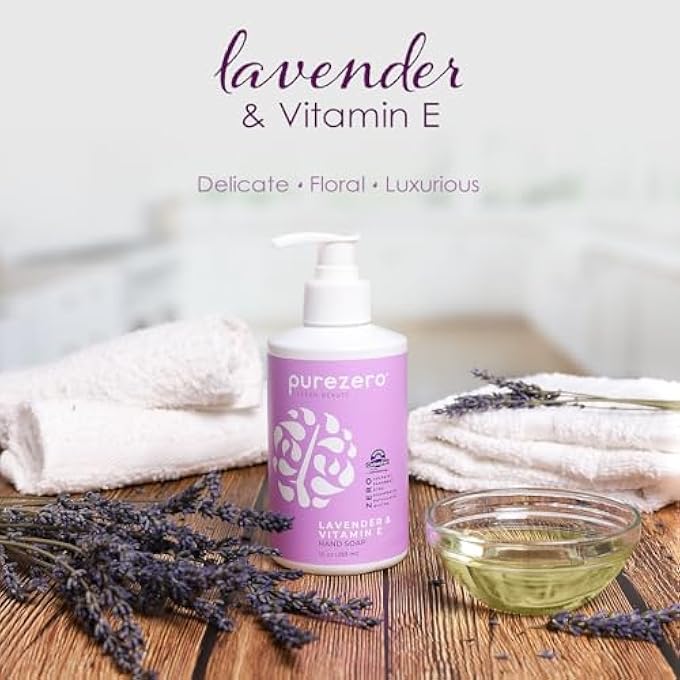 Purezero LAVENDER & VITAMIN E HAND SOAP SOOTHING & HYDRATING, PARABEN-FREE & VEGAN LIQUID HAND WASH FOR BATHROOM OR KITCHEN, USA-MADE, CRUELTY-FREE, 10 OUNCES (3 PACK) - Image 2